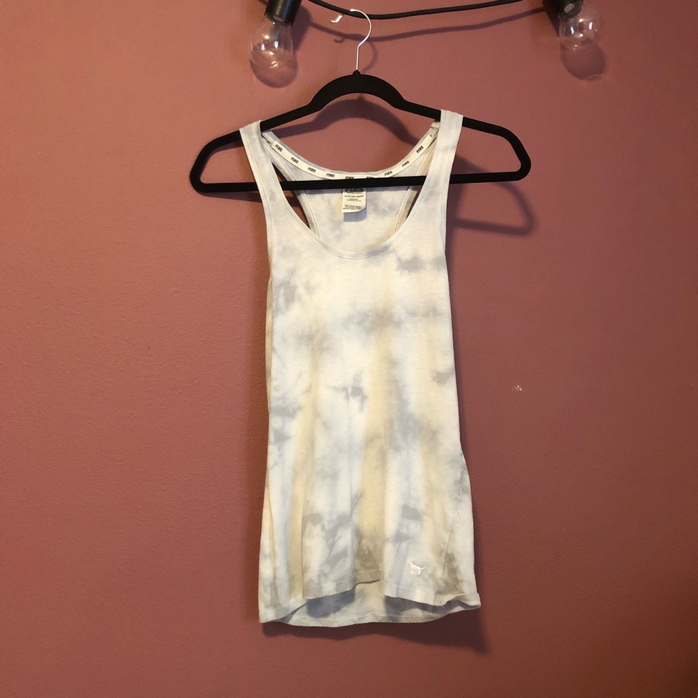 Pink light blue athletic tank top